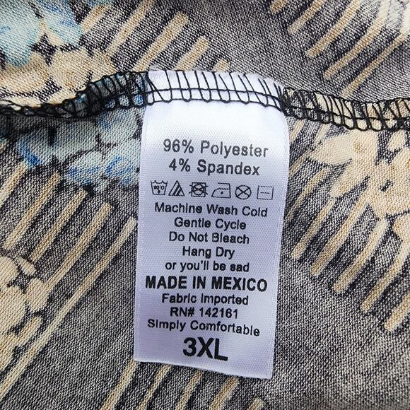 New LuLaRoe Maxi Skirt Size 3XL Black Blue Pineapple Print Waist Folds Down NWT - Picture 4 of 5